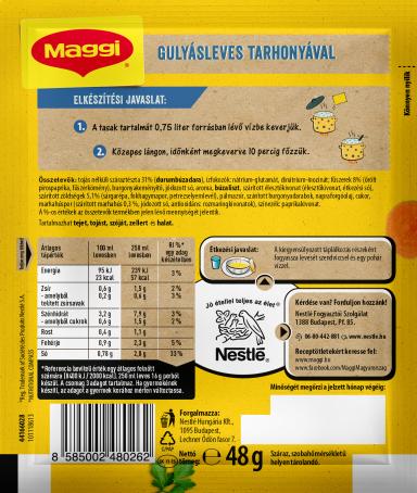 MAGGI Gulyásleves tarhonyával gyorsan finomat termék hátoldal