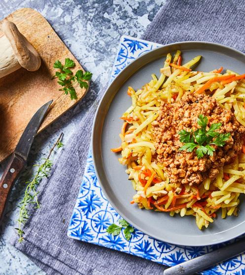 Bolognai ragu pirított zöldség köreten