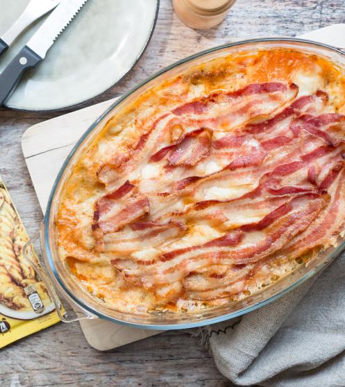 maggi_rakott édesburgonya_baconnel_kolbásszal