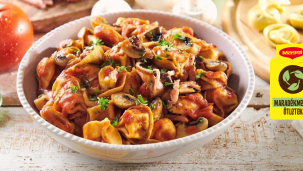 Sonkás-gombás tortellini